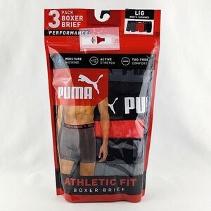 Puma 3 Pack Men's Athletic Fit Drycell Boxer Brief Red Grey Black Sz Large 36-38